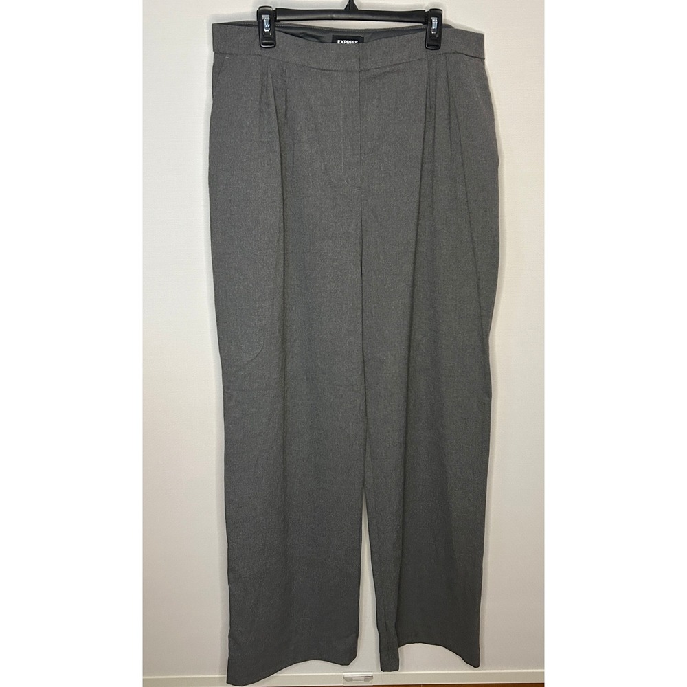 EXPRESS Super High Rise Trouser Pants Gray Women 16‎ Long Career Business NWOT